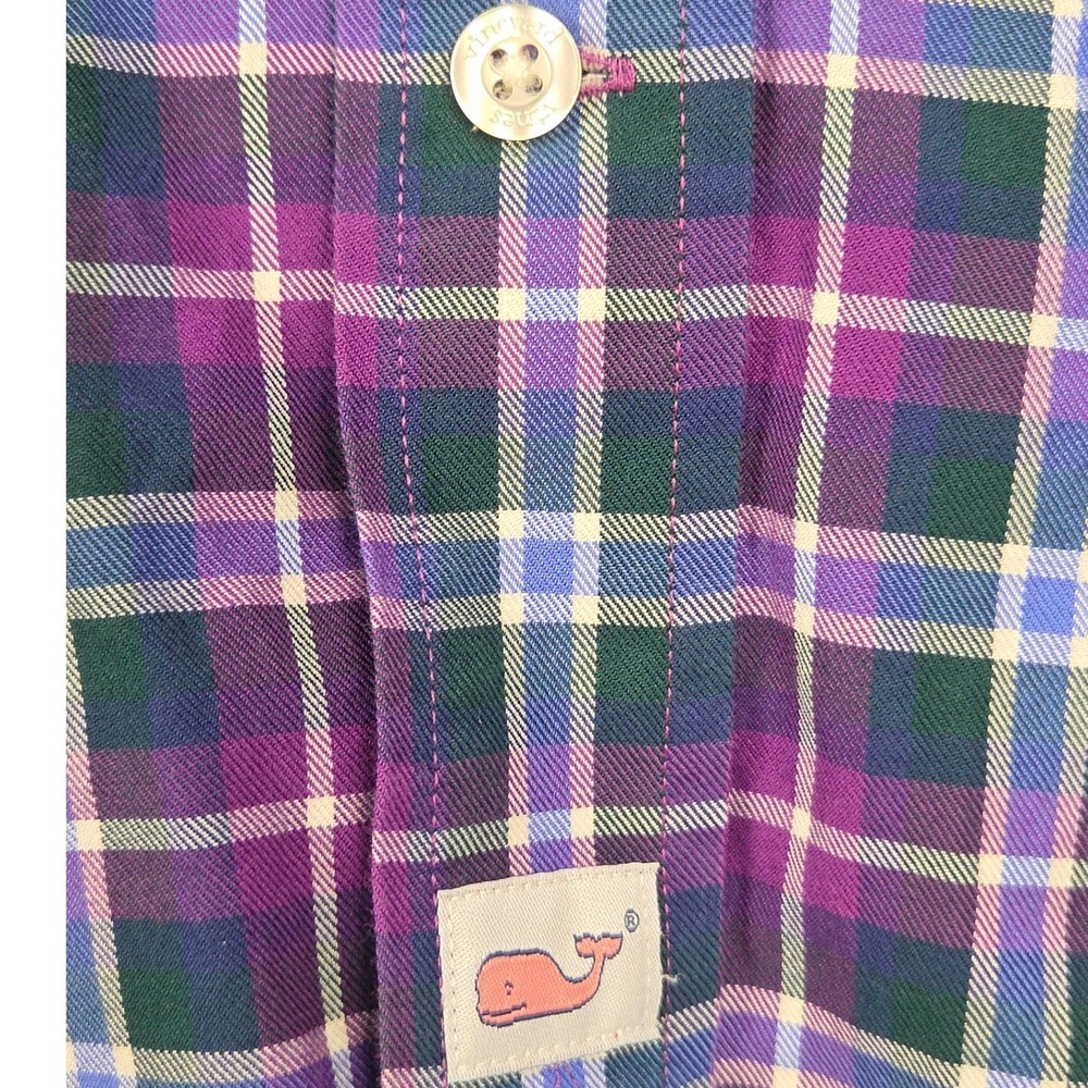 Vineyard Vines Button Down Shirt Men Small Purple Green Plaid Long Sleeve Murray - Picture 6 of 11
